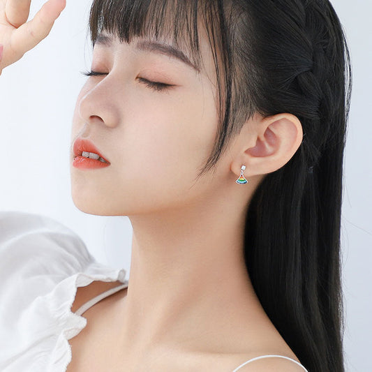 Sterling Sier Rainbow Fan Fashion Rhinestone Earrings