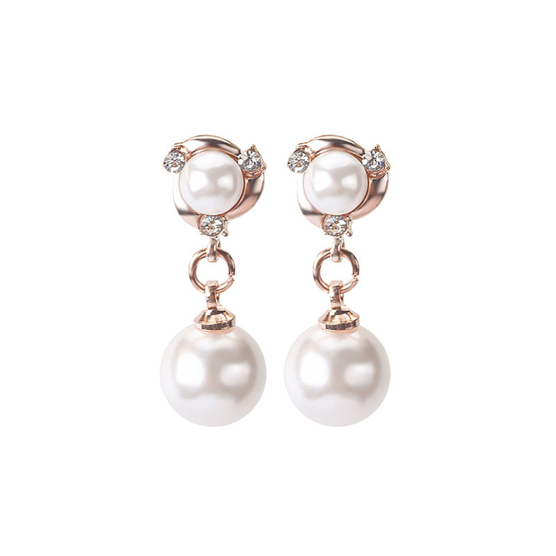 Delicate Diamond Pearl Creative Windmill Spiral Earrings