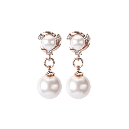 Delicate Diamond Pearl Creative Windmill Spiral Earrings