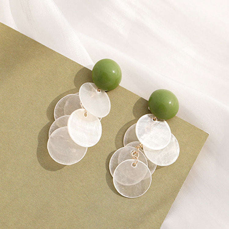 Sterling Sier Cream Green Natural Shell Earrings