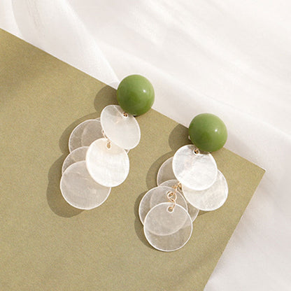 Sterling Sier Cream Green Natural Shell Earrings