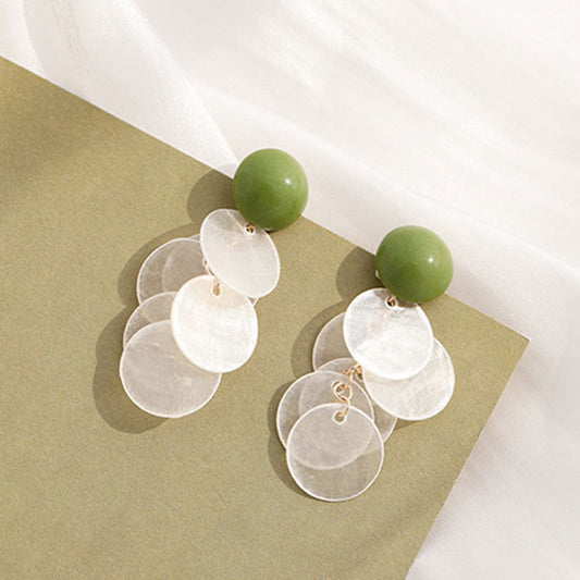 Sterling Sier Cream Green Natural Shell Earrings