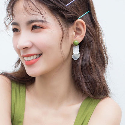 Sterling Sier Cream Green Natural Shell Earrings