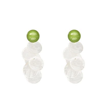 Sterling Sier Cream Green Natural Shell Earrings