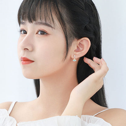 Sterling Sier Rainbow Fan Fashion Rhinestone Earrings