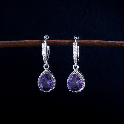 Women's Creative Retro Claw Inlaid Purple Gem Earrings