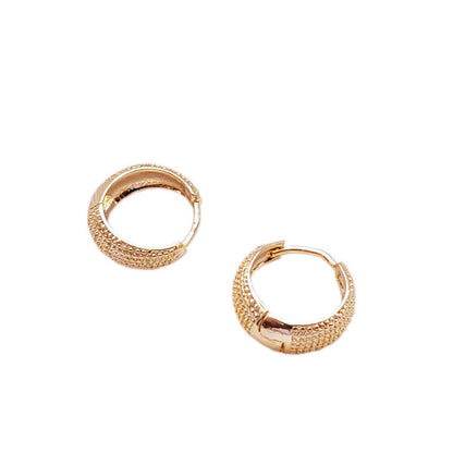 Real Gold Round Niche Temperament Simple Female Earrings