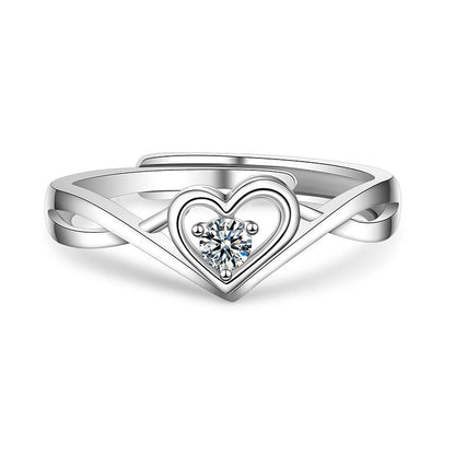 Fashion Diamond Trendy Heart-shaped Female Adjustable Rings