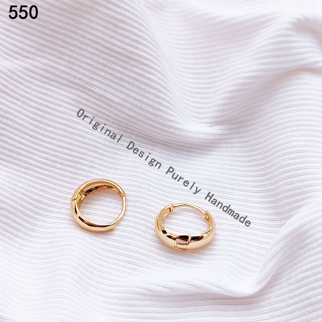 Real Gold Round Niche Temperament Simple Female Earrings
