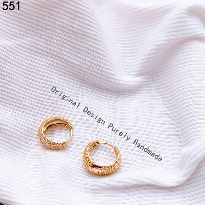 Real Gold Round Niche Temperament Simple Female Earrings