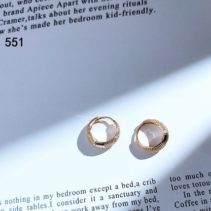 Real Gold Round Niche Temperament Simple Female Earrings