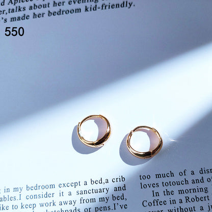 Real Gold Round Niche Temperament Simple Female Earrings