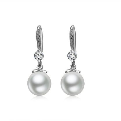 Pearl Female Eardrop White Copper Sier Plated Earrings