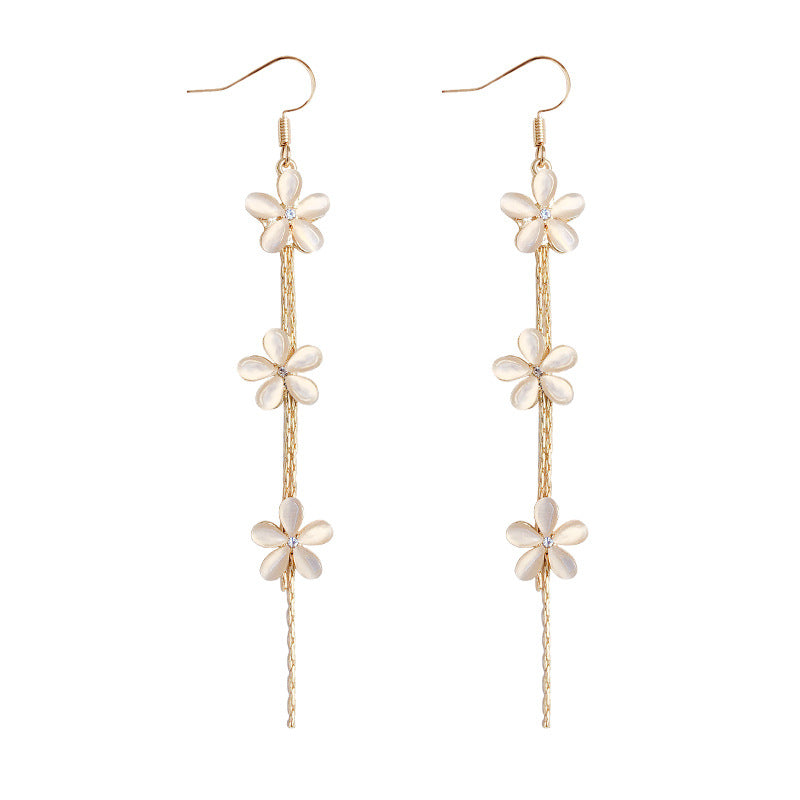 Niche Long Tassel Sier Pin Eardrops Earrings