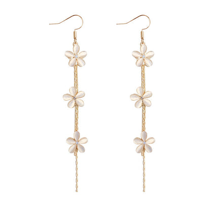 Niche Long Tassel Sier Pin Eardrops Earrings