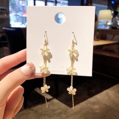 Niche Long Tassel Sier Pin Eardrops Earrings