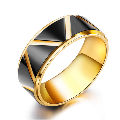 Men's Black Golden Tide Titanium Steel Rings
