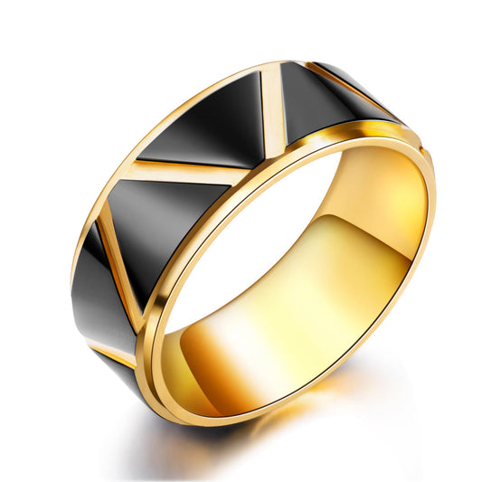 Men's Black Golden Tide Titanium Steel Rings