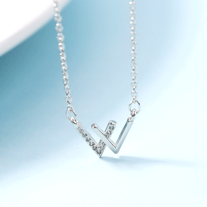 Women's Double V-shaped Korean Style Simple Letter Collarbone Trendy Necklaces