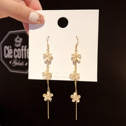 Niche Long Tassel Sier Pin Eardrops Earrings