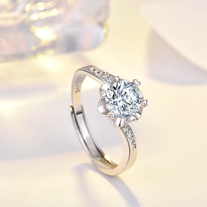 Women's Confession Proposal Wedding Petals Moissanite Diamond Open-end Rings