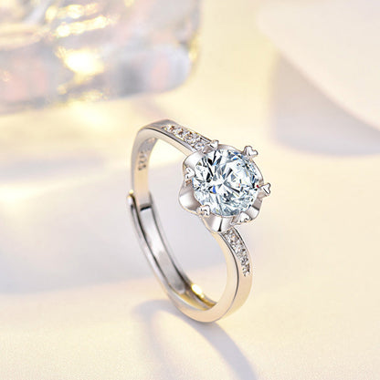 Women's Confession Proposal Wedding Petals Moissanite Diamond Open-end Rings