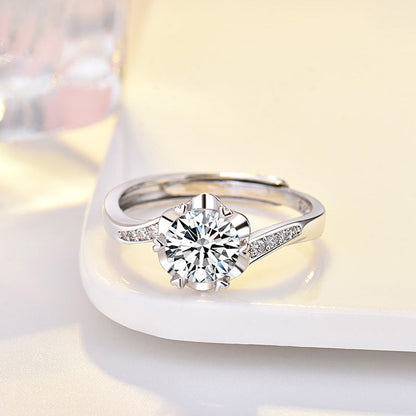 Women's Confession Proposal Wedding Petals Moissanite Diamond Open-end Rings