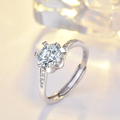 Women's Confession Proposal Wedding Petals Moissanite Diamond Open-end Rings