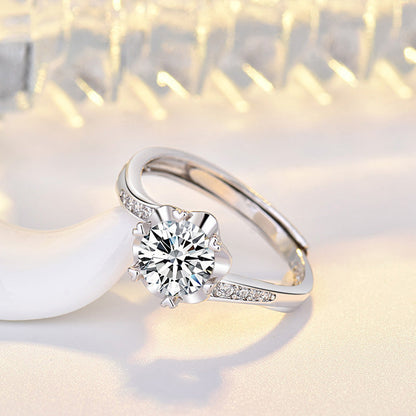 Women's Confession Proposal Wedding Petals Moissanite Diamond Open-end Rings