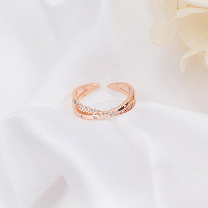 Women's Rhinestone Rose Gold Fashion Dual Layer Rings