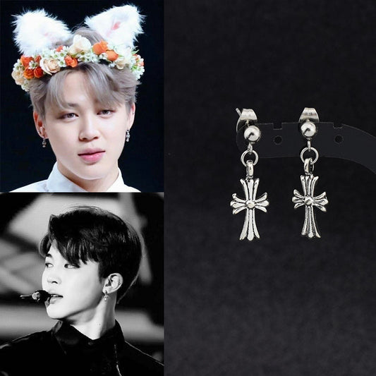 Jewelry Little Pu Yi Cross Fast Hand Earrings