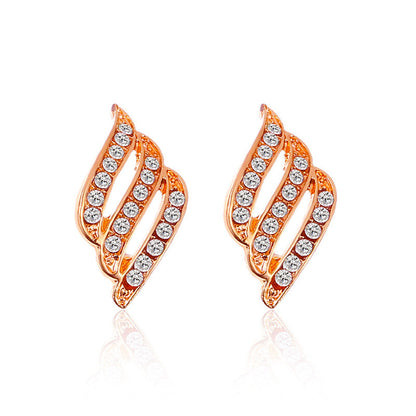 Women's Jewelry Fashionable Angel Wings Feather Diamond Earrings