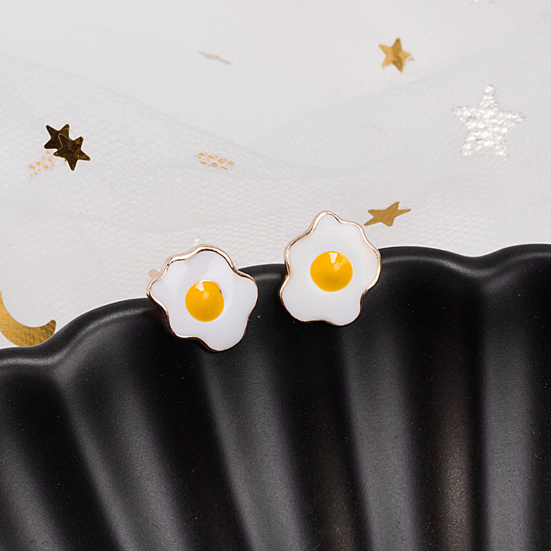 Small Ear Creative Poached Egg Animal Fruit Earrings