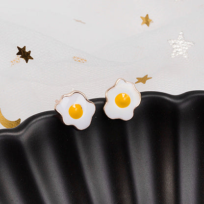 Small Ear Creative Poached Egg Animal Fruit Earrings