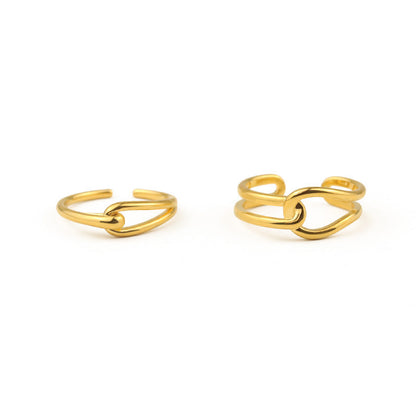 Women's & Men's Electroplated Real Gold Minimalist Style Line Knotted Rings
