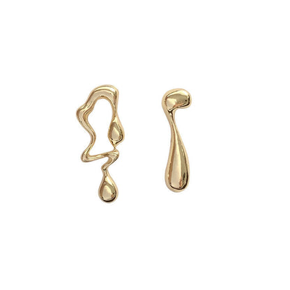 Needle Simple Graceful Metallic Geometric Asymmetry Earrings