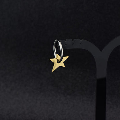 Women's & Men's & Cai Stainless Steel Pentagram Ear Earrings