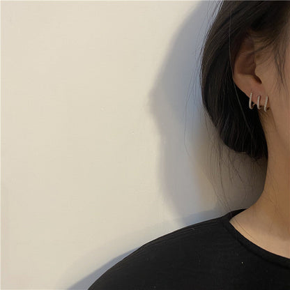 And Compact Three-row Drill Cold Style Personalized Earrings