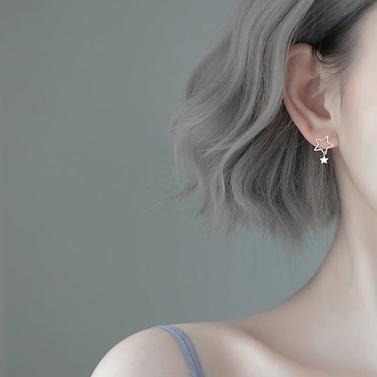 Hollow Stars Female Mori Artistic Five-pointed Star Earrings