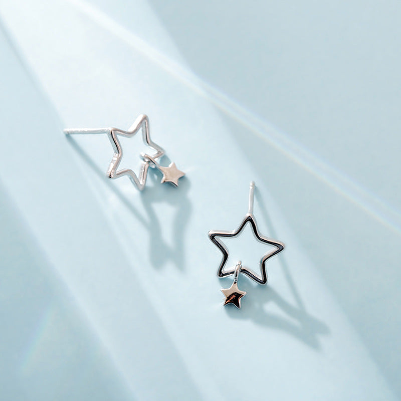 Hollow Stars Female Mori Artistic Five-pointed Star Earrings