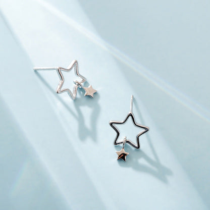 Hollow Stars Female Mori Artistic Five-pointed Star Earrings