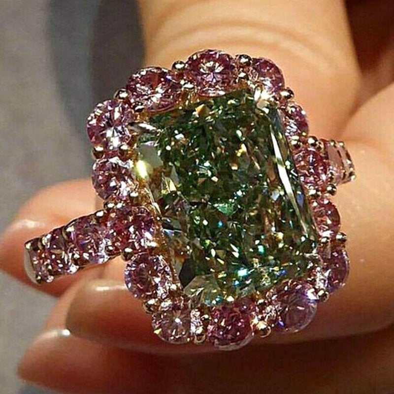 Diamond Green Zircon Popular Luxury Banquet Rings