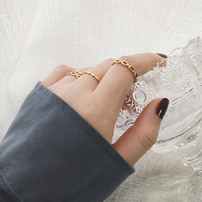 Women's Fashion Chain Hollow Square Set Thin Rings