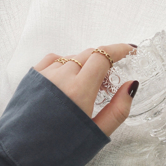 Women's Fashion Chain Hollow Square Set Thin Rings