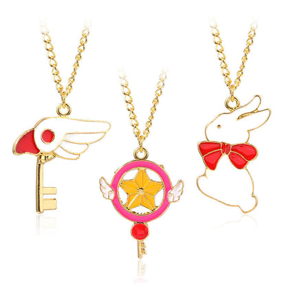 Anime Peripheral Magic Card Cherry Stick Cute Necklaces