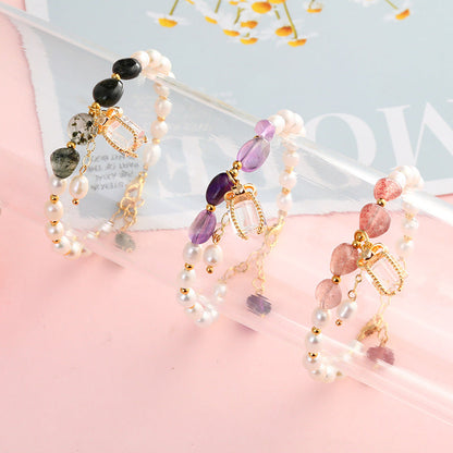 Natural Freshwater Pearl Crystal Design Korean Bracelets