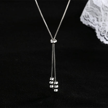 Pull Telescopic Snake Bone Round Beads Adjustable Simple Necklaces
