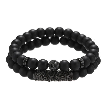 Men's Zircon Rhinestone Ball Flower Tube Spacer Bracelets