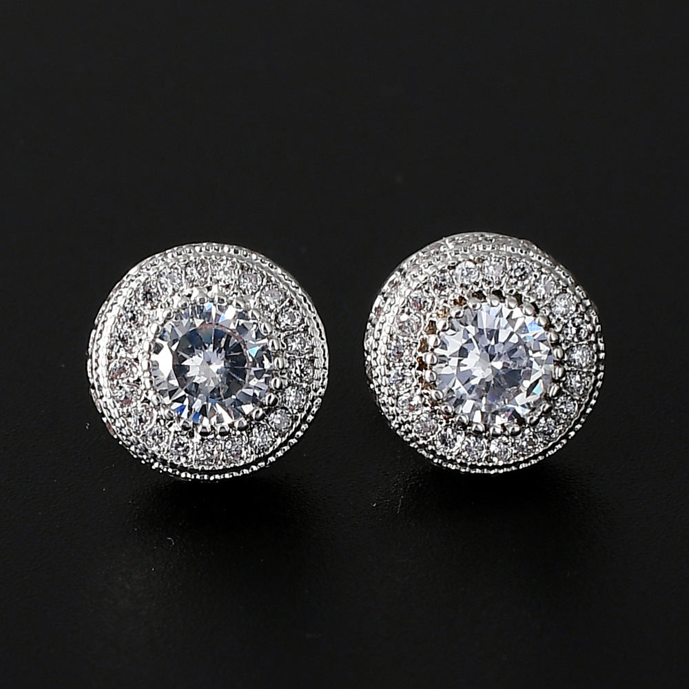 Women's & Men's & Copper Round Full Zircon Hip Hop Rings