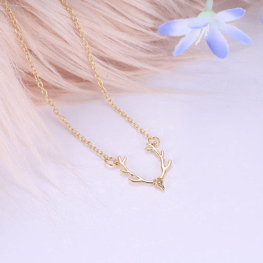 Christmas Small Antlers Deer Head Elk Necklaces